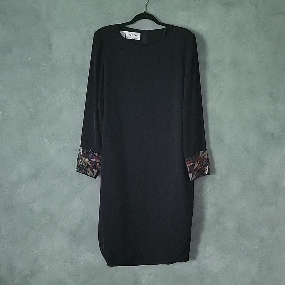 1980's d'ore by Della Roufogali Shift Dress| Beaded Wedding Dress|80's Glam